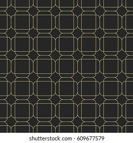 Abstract seamless pattern of overlapping rounded rectangles. Geometric wallpaper. Tiles motif. Linear style. Vector art.