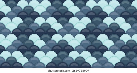 Abstract seamless pattern with overlapping scales in cool blue tones.  Elegant, textured design evokes water, serenity, and nature. Ideal for backgrounds, textiles, or digital projects.