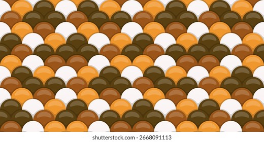 Abstract seamless pattern of overlapping scales in warm autumnal tones.  Perfect for backgrounds, textures, and fallthemed designs.  Evokes a sense of warmth, comfort, and natural beauty.