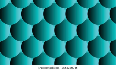 Abstract seamless pattern of overlapping teal circles. Gradient effect creates depth and texture. Ideal for website backgrounds, textile design, or digital art.