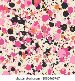 Abstract seamless pattern with Paint Splashes. Multicolored spray texture.