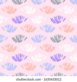 Abstract seamless pattern with paint spots on light violet background. Vector illustration. Can be used for banners, web design, scrapbooking, wrapping paper, printing on textile, clothes, package.