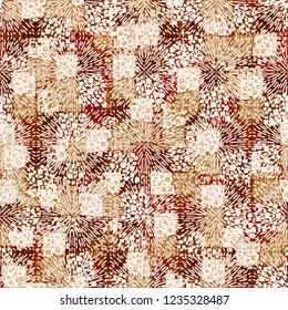 Abstract seamless pattern painted in colors of autumn gold. Splashes in the foreground.