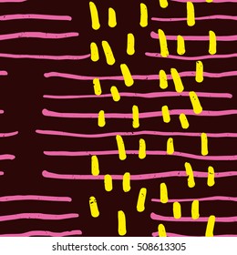 Abstract seamless pattern with painted lines. Vector abstract texture for your design. Simple modern pattern with ink stripes.