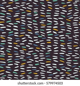 Abstract seamless pattern with painted strokes. Multicolored simple texture with bold short stripes. 