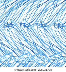 Abstract seamless pattern painted with watercolors composed of a plurality of lines and interlacing. Seamless pattern can be used for wallpaper, pattern fills, web page background, surface textures.
