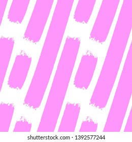 Abstract seamless pattern. Painting of pink brushes on the white background. Vector grunge style texture