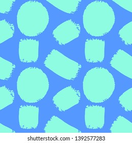Abstract seamless pattern. Painting of turquoise brushes on the blue background. Vector grunge style texture