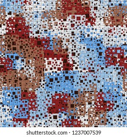 Abstract seamless pattern. Paints of the spring landscape. Pseudo-relief checkered surface.