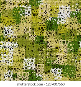 Abstract seamless pattern. Paints of the spring landscape. Pseudo-relief checkered surface.