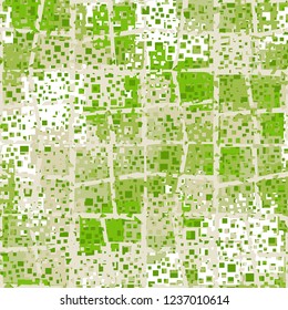Abstract seamless pattern. Paints of the spring landscape. In the foreground is a grid of quadrangular cells.