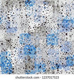 Abstract seamless pattern. Paints of the spring landscape. In the foreground is a lace ornament.