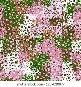 Abstract seamless pattern. Paints of the spring landscape. In the foreground are seven-pointed stars.