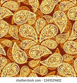 Abstract seamless Pattern with paisley motif. Vector illustration.