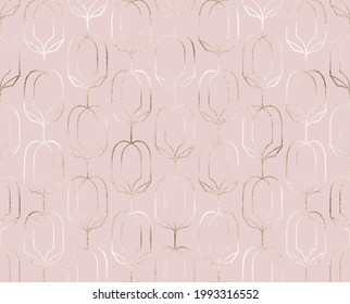 Abstract seamless pattern with pale gold decorative arch tiles.