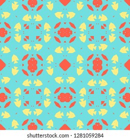 Abstract seamless pattern. Сolor palette "Coral Reef". Soft warm colors. Tile for floor, ceiling, wall, bathroom, kitchen, living room, vinyl surface, napkin, paper, etc.