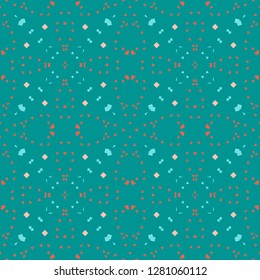 Abstract seamless pattern. Сolor palette "Coral Reef". Soft warm colors, aqua background. Tile for floor, ceiling, wall, bathroom, kitchen, living room, vinyl surface, napkin, paper, etc.