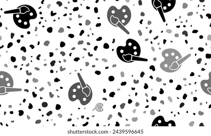 Abstract seamless pattern with palette symbols. Creative leopard backdrop. Vector illustration on white background