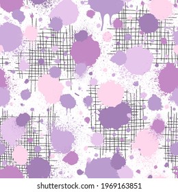 Abstract seamless pattern. Pastel color. Repeated brush stroke texture. Watercolor background. Repeating lilac pattern. Abstract splash paint watercolour. Art grunge for design color prints. Vector