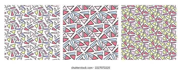 Resumen conjunto de colores de caramelos sin soldadura de patrón, elementos geométricos dibujados a mano