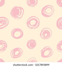 Abstract seamless pattern in pastel colors. Spot creating with dry brush.