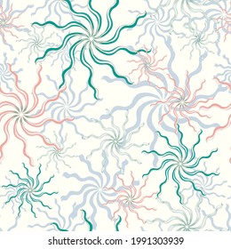 Abstract seamless pattern in pastel colors, light vector texture from turntables. mandala on a white background. 