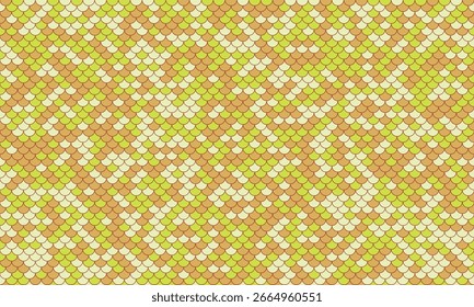 Abstract seamless pattern in pastel yellow and orange tones.  Geometric design resembling scales or mosaic tiles. Ideal for backgrounds, textures, fashion prints, and website design.