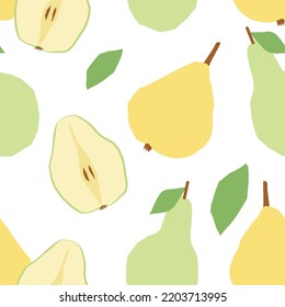 Resumen de un patrón sin fisuras de peras en un estilo plano. Papel de pantalla sobre fondo blanco. Perfecto para tejidos o diseño de superficies