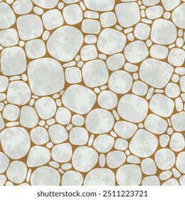 Abstract seamless pattern with pebbles - hand drawn vector illustration.