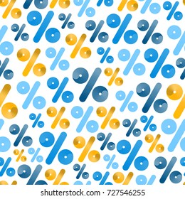 Abstract Seamless Pattern With Percentage Symbols. Colorful Vector Texture For Sales, Discount Or Other Marketing.