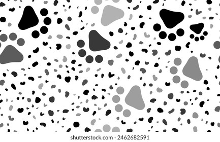 Abstract seamless pattern with pet symbols. Creative leopard backdrop. Vector illustration on white background