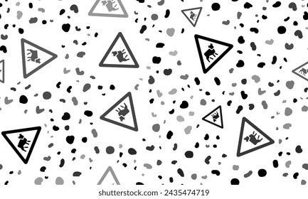 Abstract seamless pattern with pets road signs. Creative leopard backdrop. Vector illustration on white background
