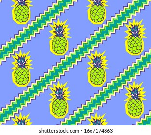 Abstract seamless pattern with pineapple. 