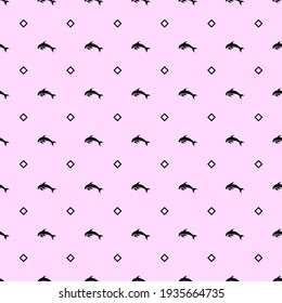 Abstract Seamless Pattern Pink Doodle Animal Dolphin Geometric Figures Background Vector