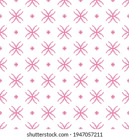 Abstract Seamless Pattern Pink Doodle Geometric Figures Background Vector