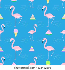 Abstract seamless pattern pink flamingo vector