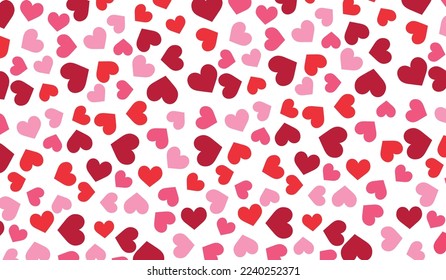 Abstract seamless pattern with pink hearts on white background. Universal print.