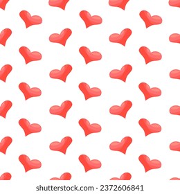 Abstract seamless pattern with pink hearts on white background. Universal print. Ready template for design, postcards, print, poster, party, Valentine's day, romantic wedding design. Vector.