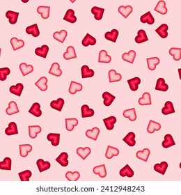 Abstract seamless pattern with pink hearts