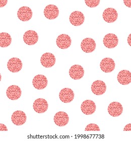Abstract seamless pattern with pink polka dot Big textured confetti on white background Vector illustration