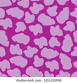 Abstract seamless pattern. Pink and purple colours. Grunge texture with blots. Bright vector illustration. Print for textile and fabric. Endless abstract background with simple elements. 