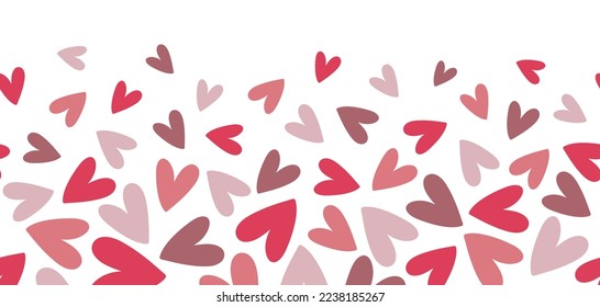 Abstract seamless pattern with pink and purple hearts. Hand drawn doodle style. Great for Valentine's Day, Wedding, Mother's Day.