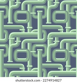 Abstract seamless pattern with pipes. Hand drawn vector illustration. Flat color design.