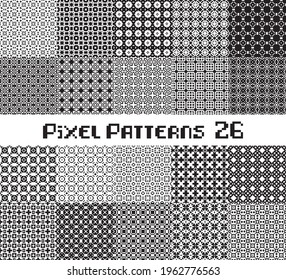 Abstract seamless pattern in pixel style. Set mosaic geometric design background. 