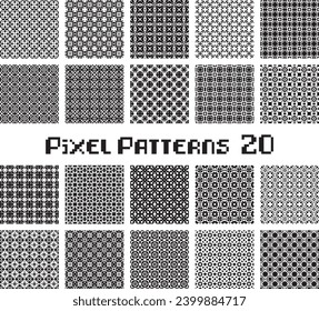 Abstract seamless pattern in pixel style. Set mosaic geometric design background. 