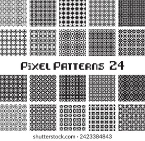 Abstract seamless pattern in pixel style. Set mosaic geometric design background. 