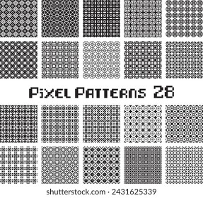 Abstract seamless pattern in pixel style. Set mosaic geometric design background. 