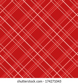 Abstract Seamless Pattern with Plaid Fabric on a red background.  Simple checkered template in red and pink colors. Plain tartan  background for decoration or backdrop.