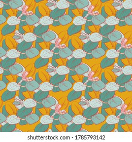 Abstract seamless pattern with Plant branch. Vector illustration. 