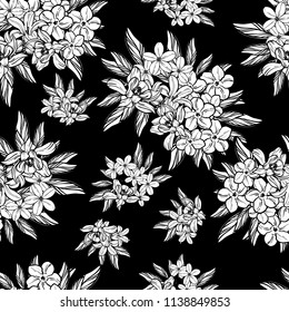 Abstract seamless pattern with plants, herbs and flowers, colorful botanical illustration.